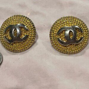 CHANEL Vintage Two Tone Clip On